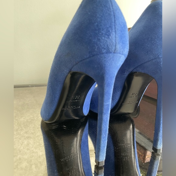 Saint Laurent Anja D'orsay Pointy Toe Pump BLUE SUEDE - Picture 5 of 14